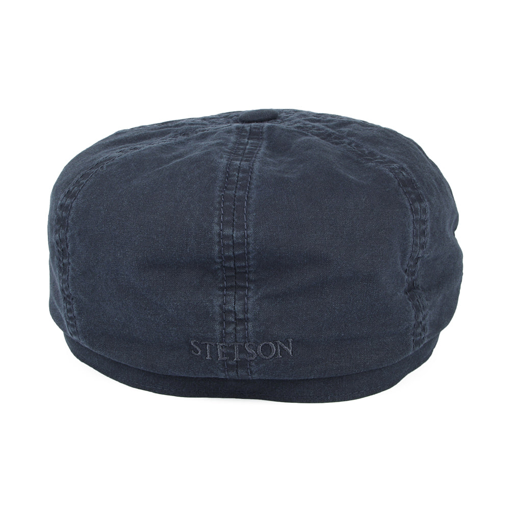 Stetson Hats Hatteras Washed Organic Cotton Newsboy Cap - Navy Blue