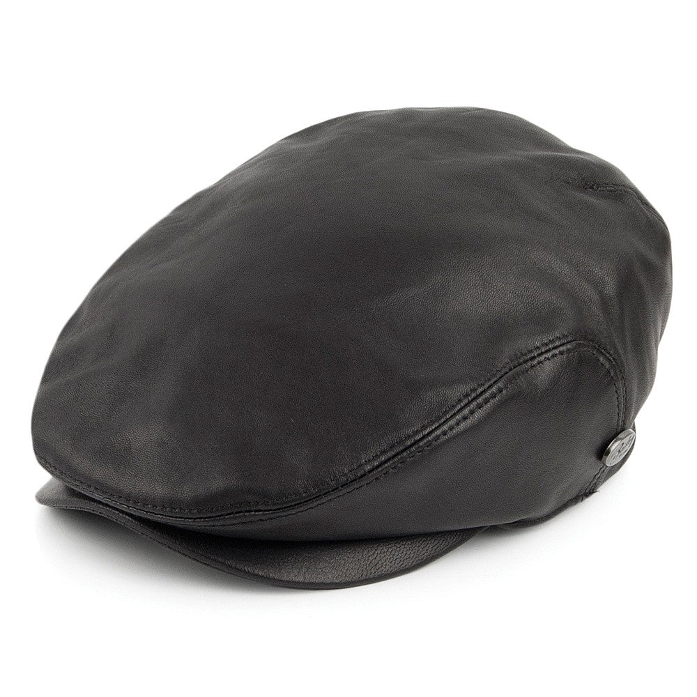 Bailey Hats Stockton Leather Flat Cap - Black
