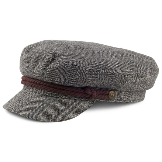 Brixton Hats Herringbone Fiddler Cap - Grey-Cream