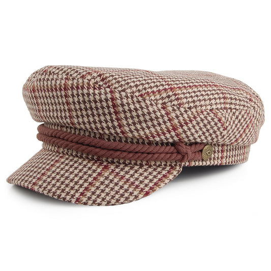 Brixton Hats Houndstooth Fiddler Cap - Khaki-Brown