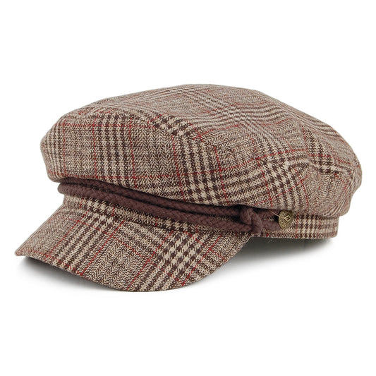 Brixton Hats Plaid Fiddler Cap - Khaki-Brown