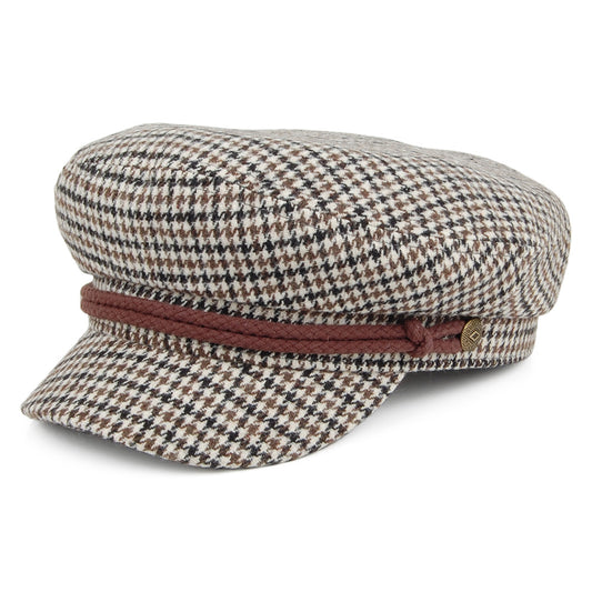 Brixton Hats Houndstooth Fiddler Cap - Brown-Cream