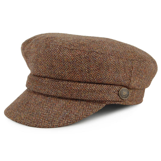 Christys Hats Herringbone Tweed Fiddler Cap - Camel