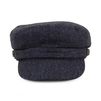 Christys Hats Herringbone Tweed Fiddler Cap - Navy Blue