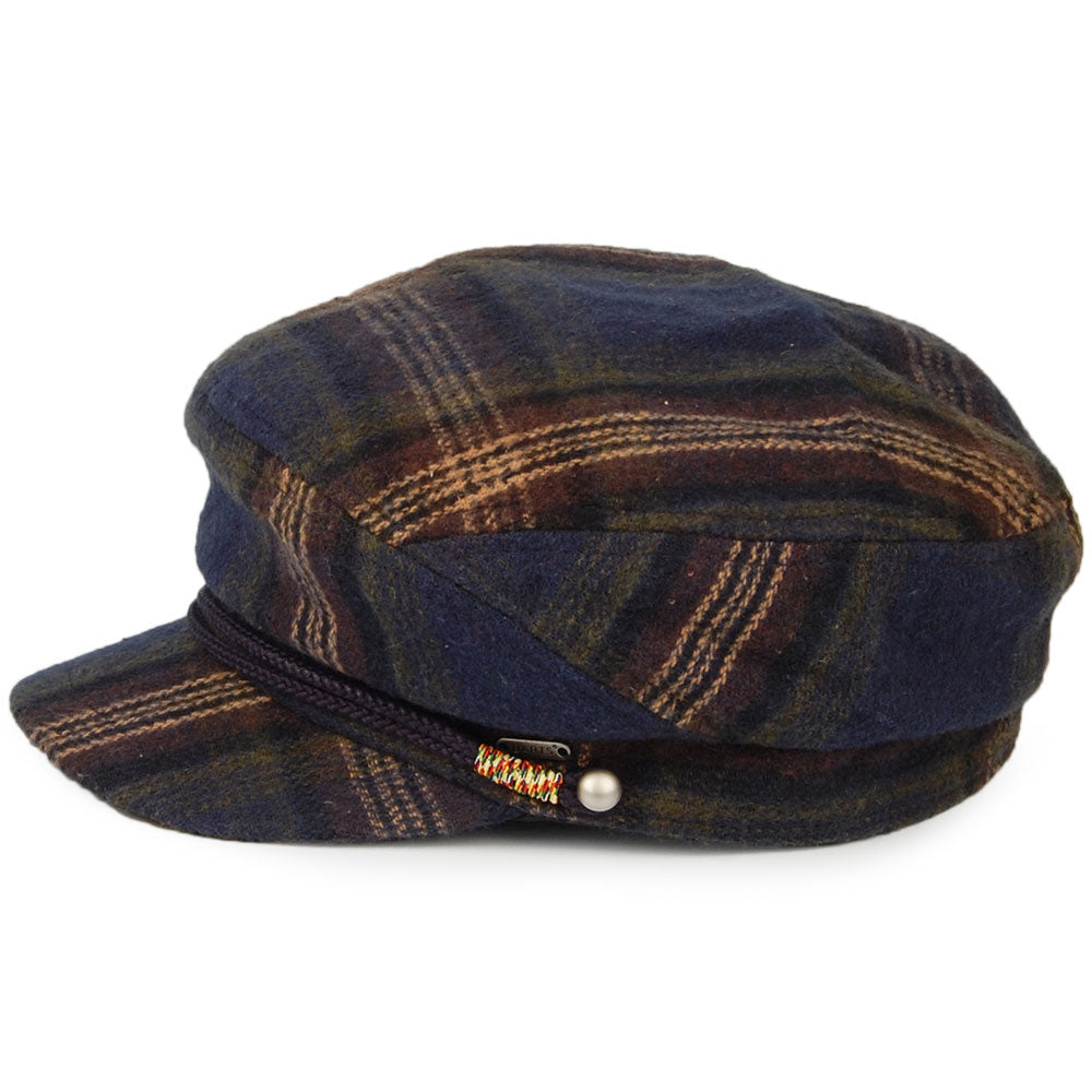 Barts Hats Qadly Plaid Fiddler Cap - Navy-Olive