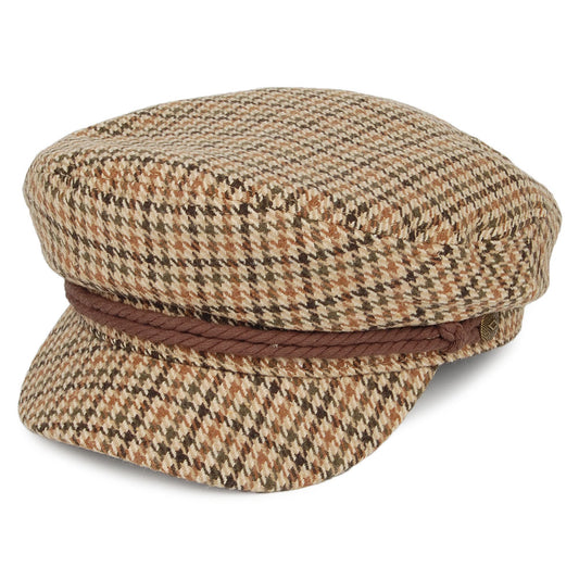 Brixton Hats Houndstooth Fiddler Cap - Khaki-Multi