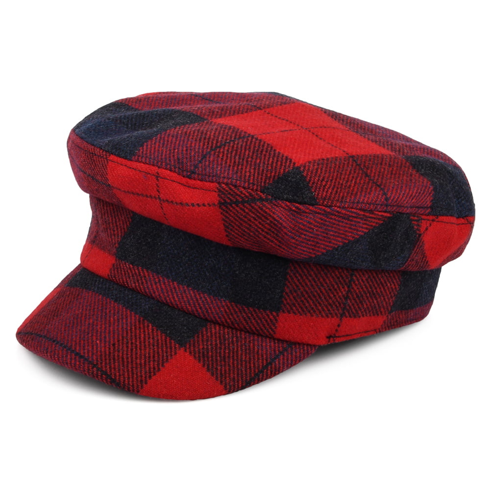 Tommy Hilfiger Hats Checked Wool Fiddler Cap - Red-Navy