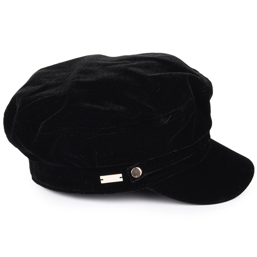 Betmar Hats Odile Velvet Fiddler Cap - Black
