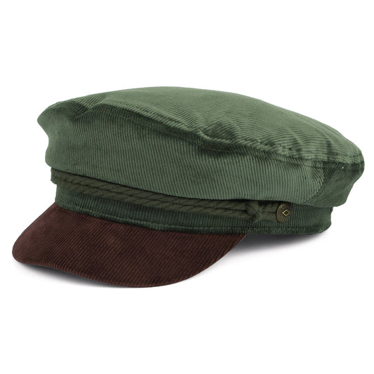 Brixton Hats Corduroy Fiddler Cap - Dark Forest-Brown
