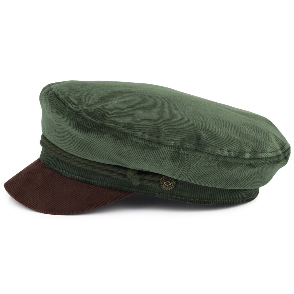 Brixton Hats Corduroy Fiddler Cap - Dark Forest-Brown
