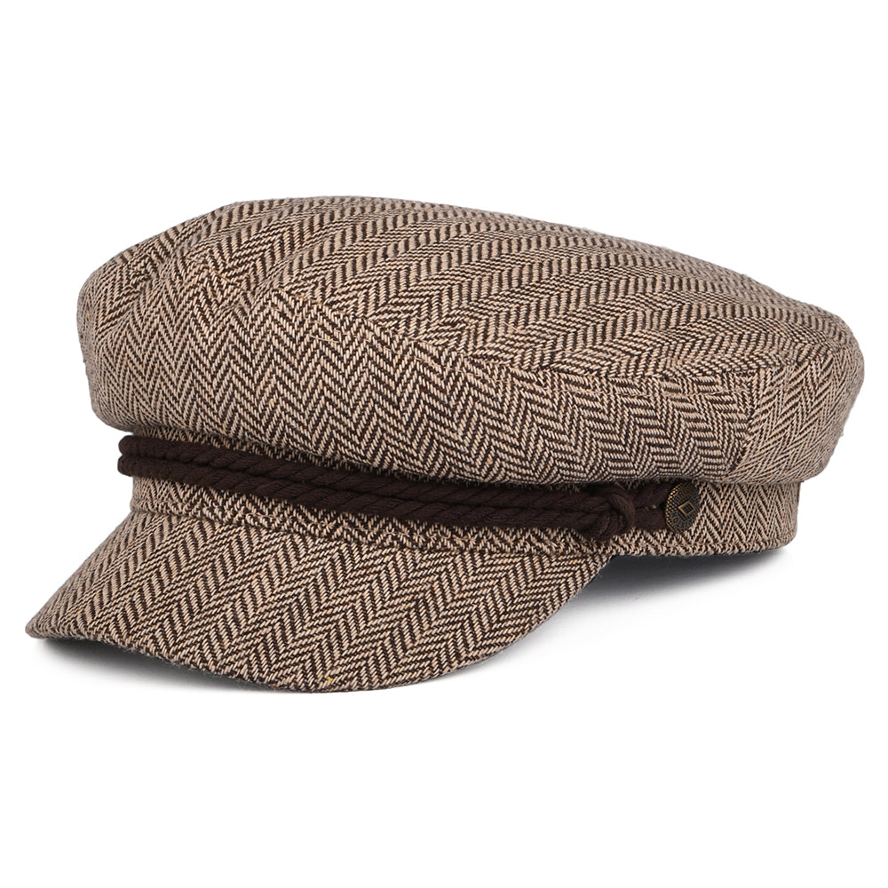 Brixton Hats Herringbone Fiddler Cap - Dark Brown-Sand