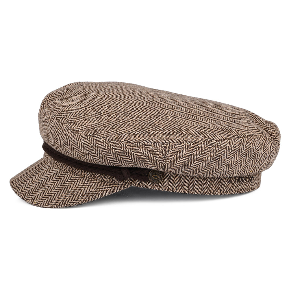 Brixton Hats Herringbone Fiddler Cap - Dark Brown-Sand