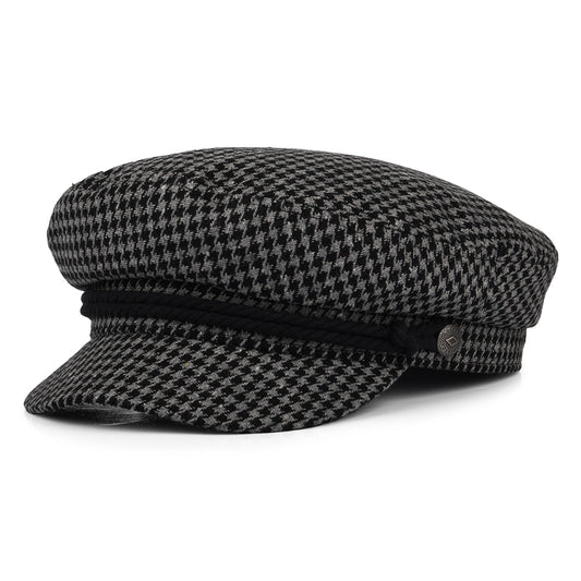 Brixton Hats Houndstooth Fiddler Cap - Grey-Black