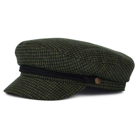 Brixton Hats Houndstooth Fiddler Cap - Moss-Black