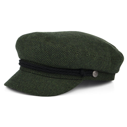Brixton Hats Herringbone Fiddler Cap - Moss-Black