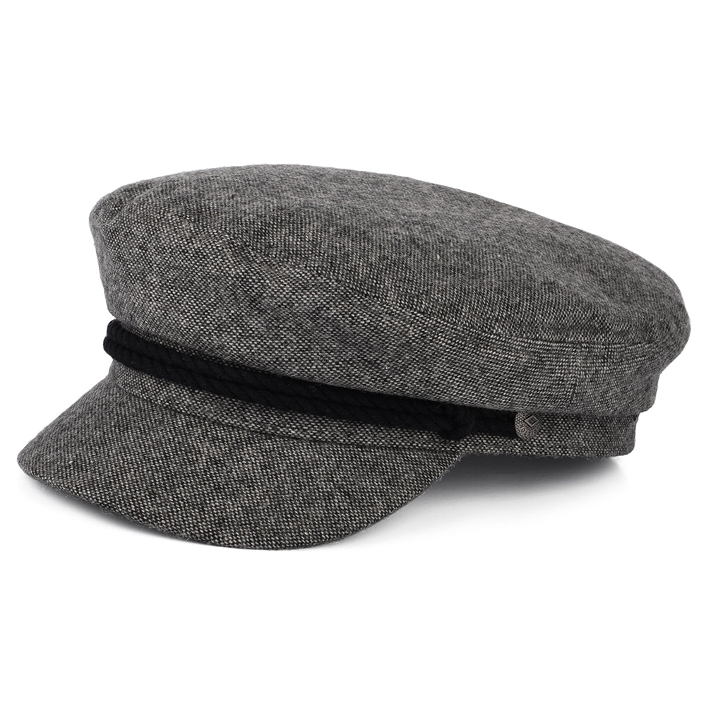 Brixton Hats Marled Fiddler Cap - Grey-Black