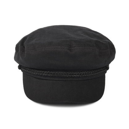 Brixton Hats Herringbone Cotton Fiddler Cap - Black