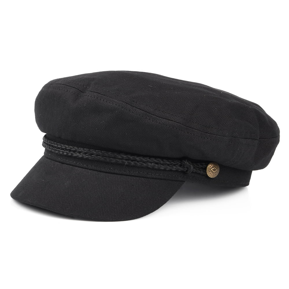 Brixton Hats Herringbone Cotton Fiddler Cap - Black