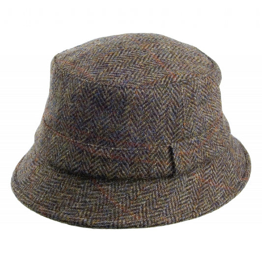 Failsworth Hats Grouse Harris Tweed Bucket Hat - Olive-Blue