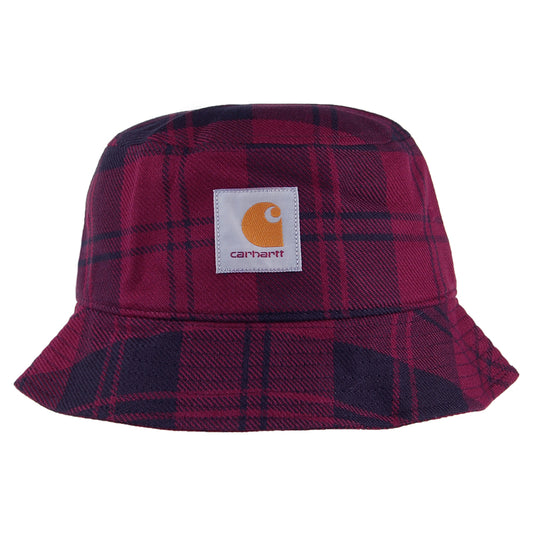Carhartt WIP Hats Pulford Check Cotton Twill Bucket Hat - Burgundy-Black