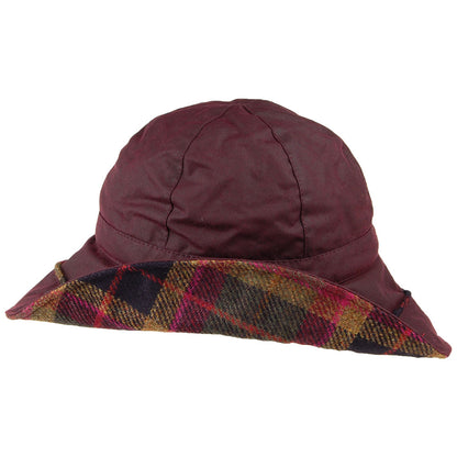 Failsworth Hats Wax Cotton Tartan Trim Bucket Hat - Merlot