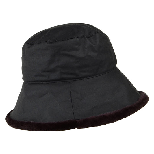 Failsworth Hats Wax Cotton Bucket Hat With Faux Fur Trim - Black