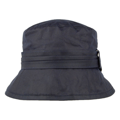 Failsworth Hats Wax Cotton Bucket Hat With Side Bow - Navy Blue