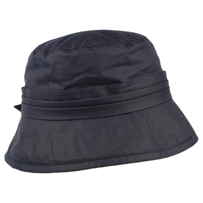 Failsworth Hats Wax Cotton Bucket Hat With Side Bow - Navy Blue