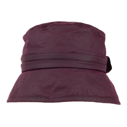 Failsworth Hats Wax Cotton Bucket Hat With Side Bow - Merlot