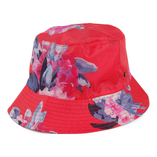 Joules Hats Rainy Day Red Floral Bucket Hat - Coral