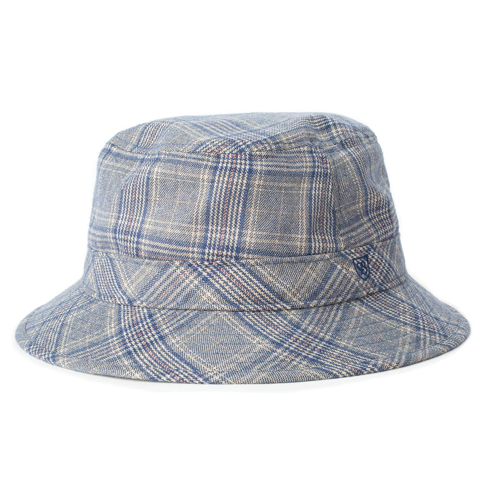 Brixton Hats B-Shield Windowpane Bucket Hat - Grey-Blue