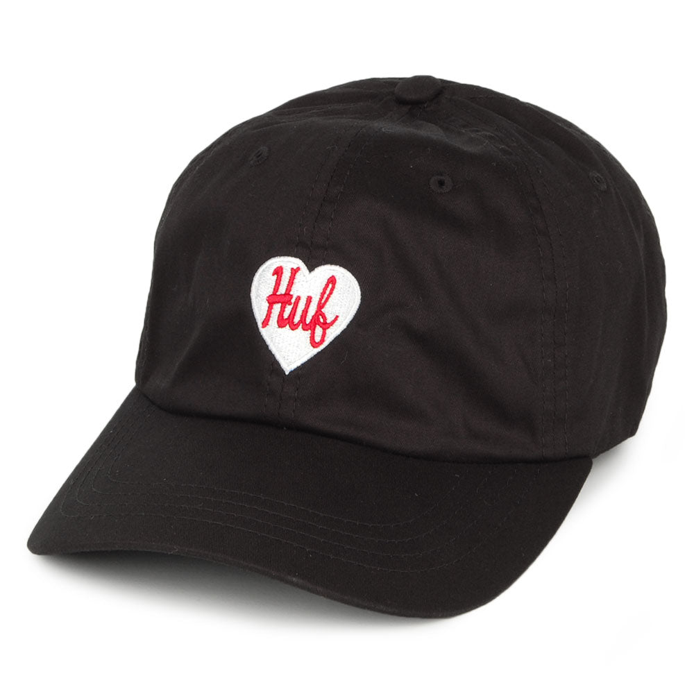 HUF Plastic Heart Curved Visor Baseball Cap - Black