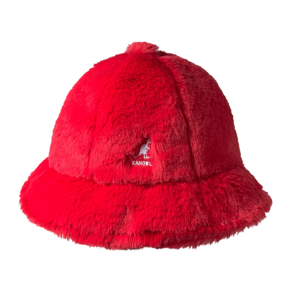 Kangol Faux Fur Casual Bucket Hat - Scarlet
