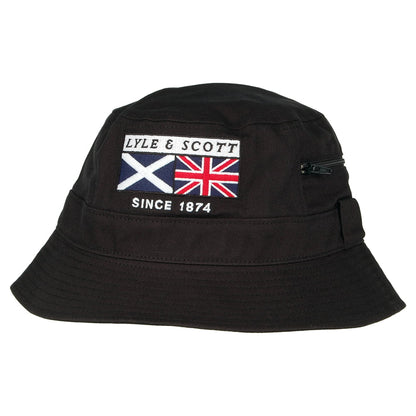Lyle & Scott Hats Heritage Zip Bucket Hat - Black