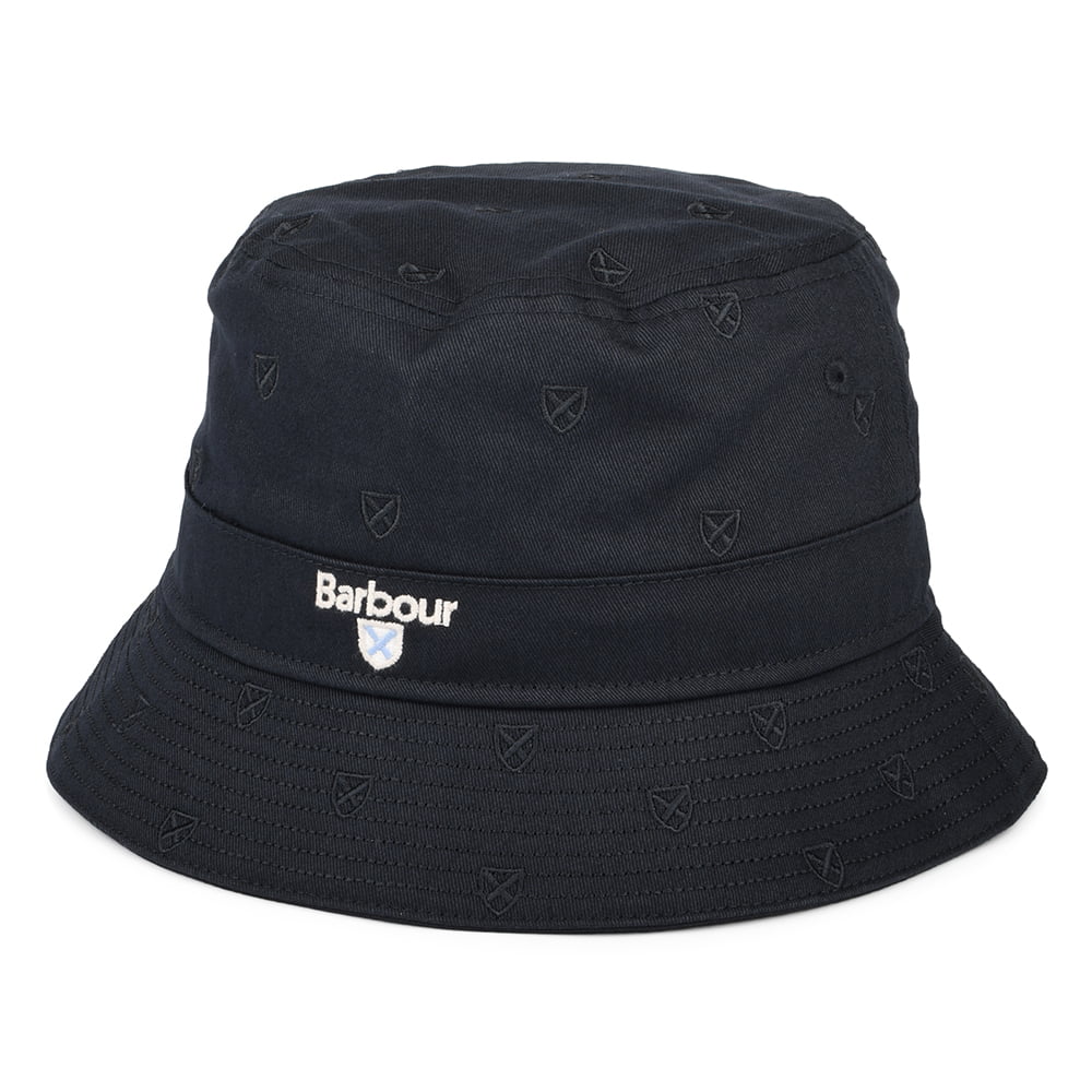 Barbour Hats Crest Embroidered Cotton Bucket Hat - Navy Blue