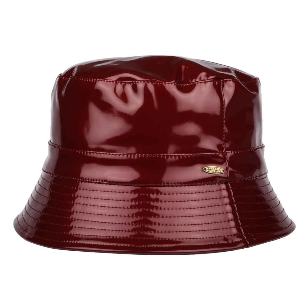 Scala Hats Pluie Faux Leather Rain Bucket Hat - Wine