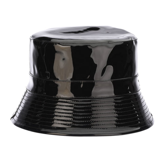 Scala Hats Pluie Faux Leather Rain Bucket Hat - Black
