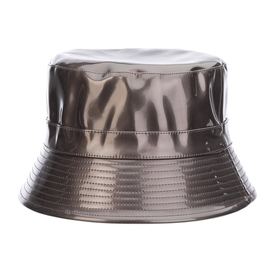 Scala Hats Pluie Faux Leather Rain Bucket Hat - Grey