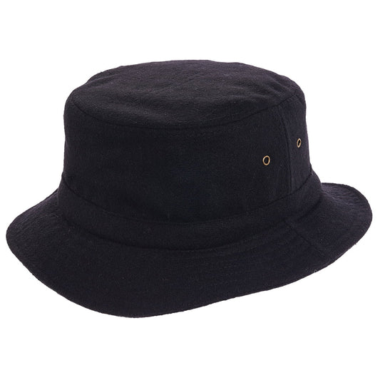 Dorfman Pacific Hats Wool Blend Bucket Hat With Eaflaps - Black
