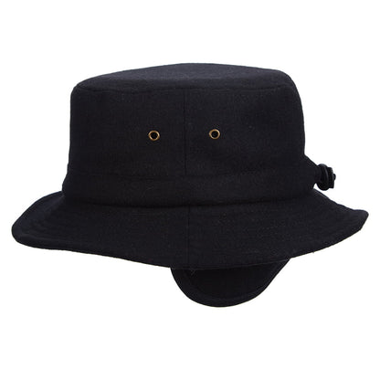 Dorfman Pacific Hats Wool Blend Bucket Hat With Eaflaps - Black