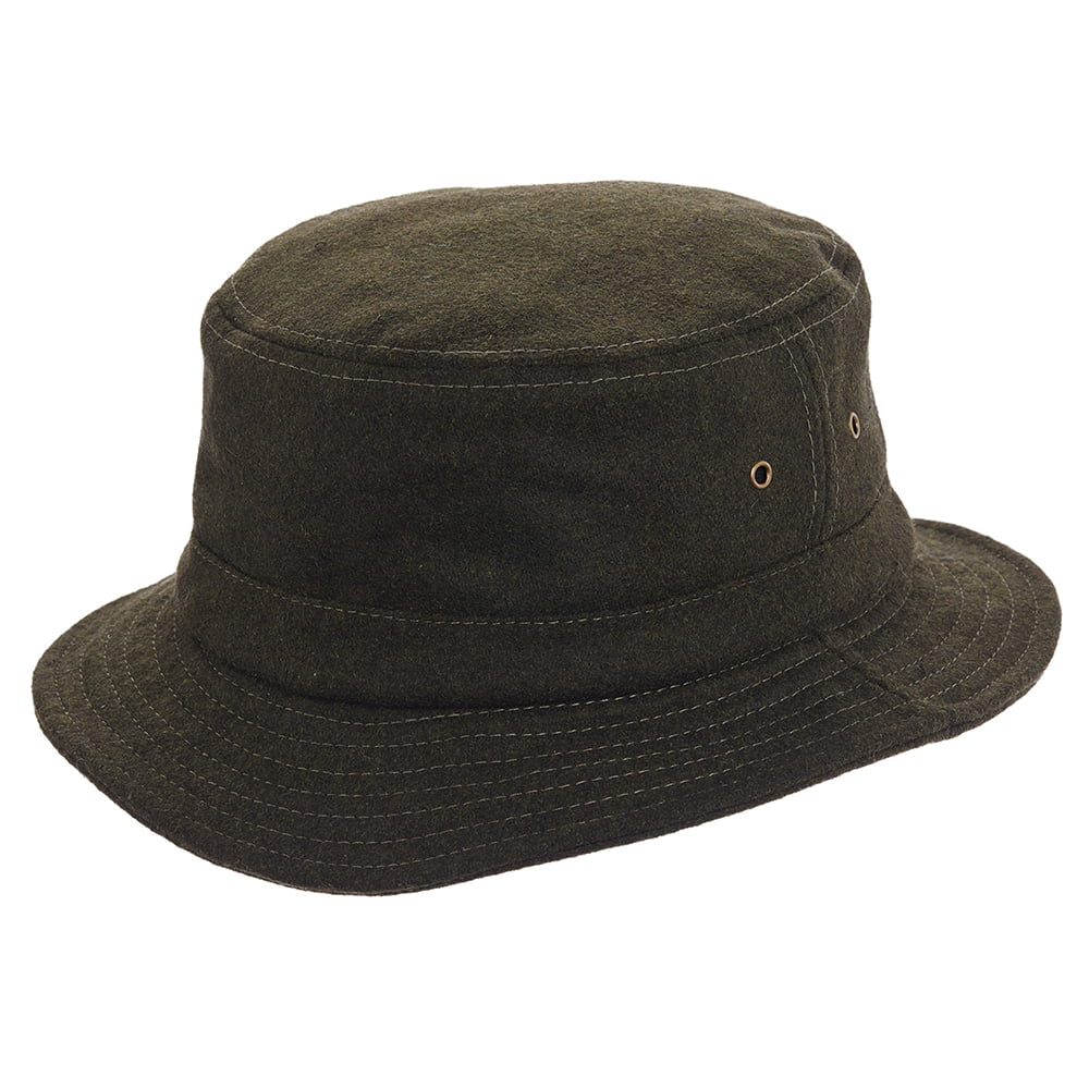 Dorfman Pacific Hats Wool Blend Bucket Hat With Eaflaps - Olive