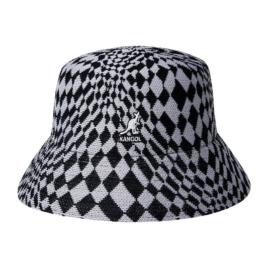 Kangol Warped Check Bucket Hat - Black-Grey