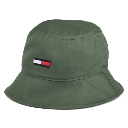 Tommy Hilfiger Hats TJM Flag Organic Cotton Bucket Hat - Dark Olive