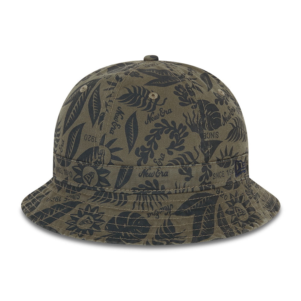 New Era NE Hibiscus Print Bucket Hat - Olive