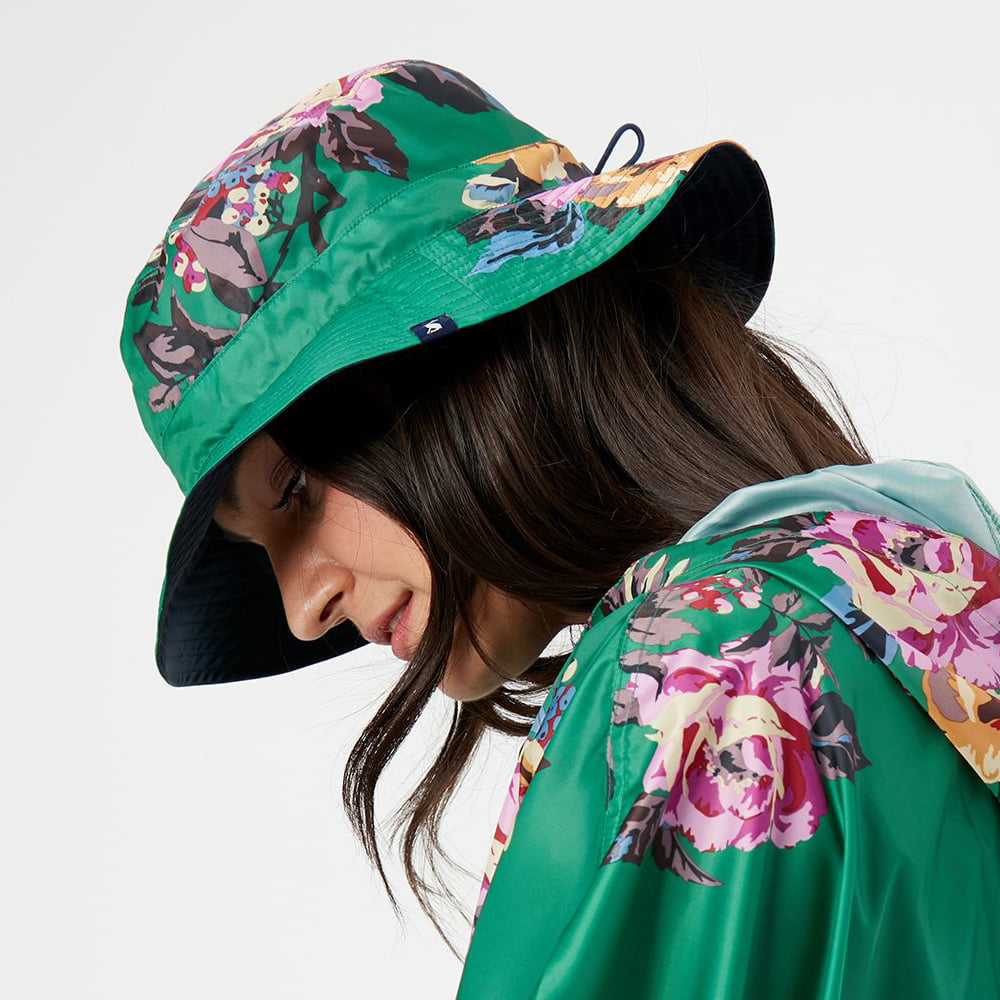 Joules Hats Milport Floral Reversible Rain Hat - Green