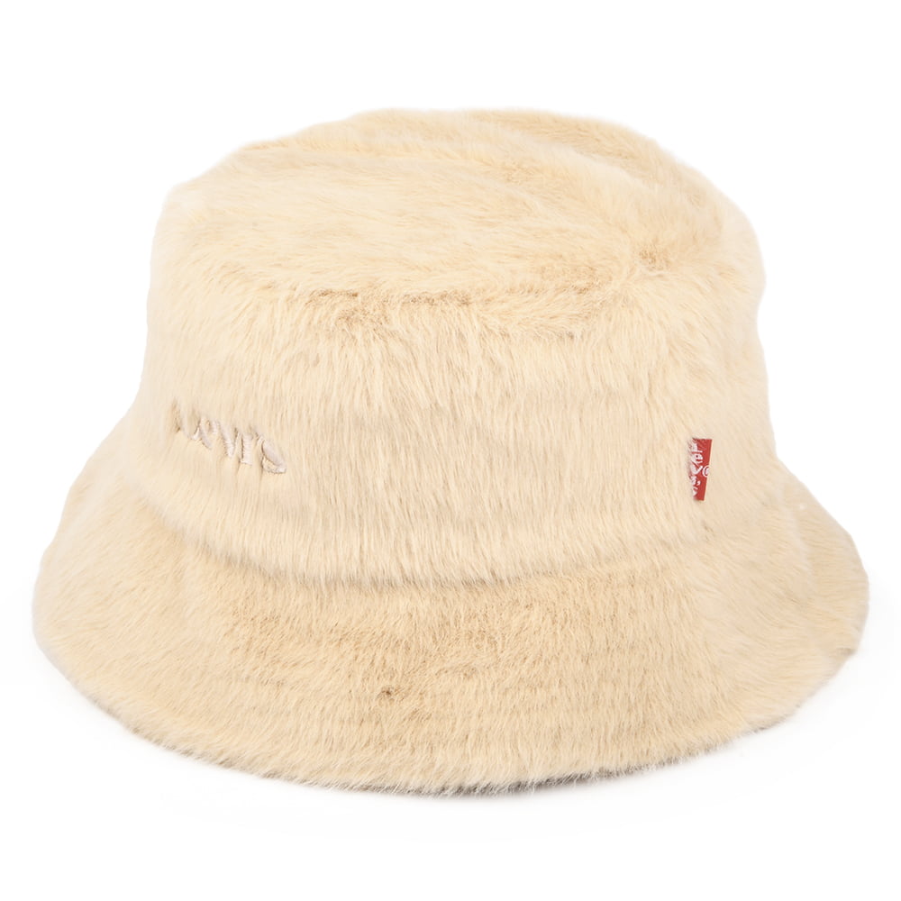 Levi's Hats Womens Cozy Faux Fur Bucket Hat - Cream