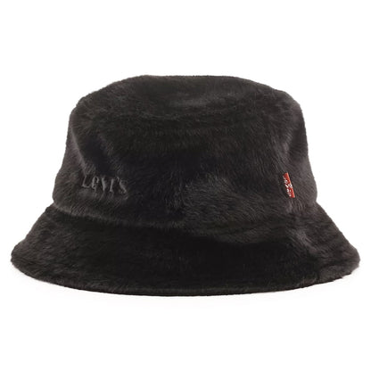 Levi's Hats Womens Cozy Faux Fur Bucket Hat - Black
