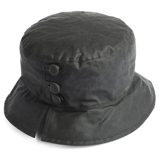 Failsworth Hats Olivia Waxed Cotton Rain Bucket Hat - Olive