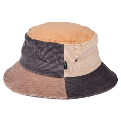 The Quiet Life Hats Colour Block Cord Bucket Hat - Tan-Grey