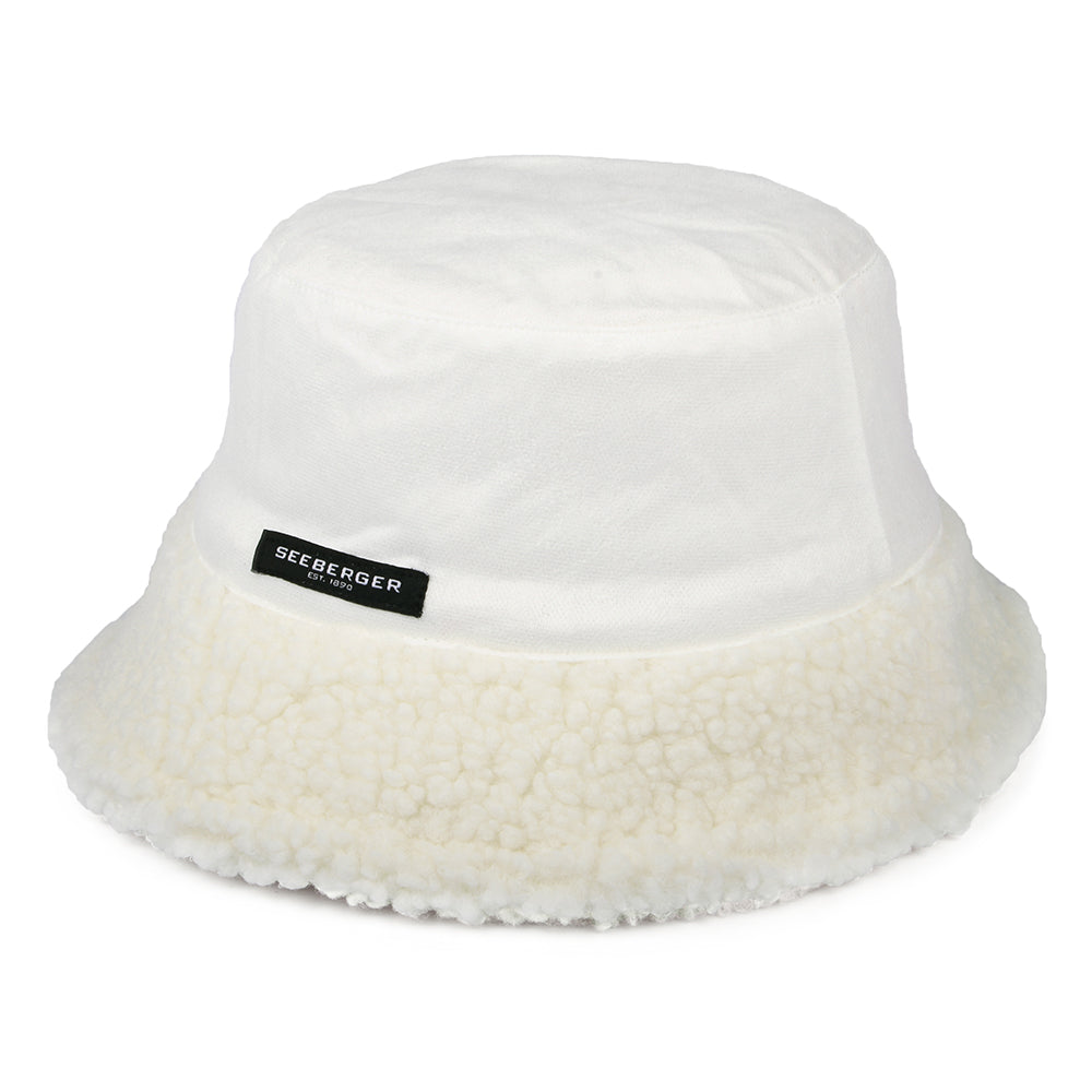 Seeberger Hats Reversible Sherpa Bucket Hat - Off White